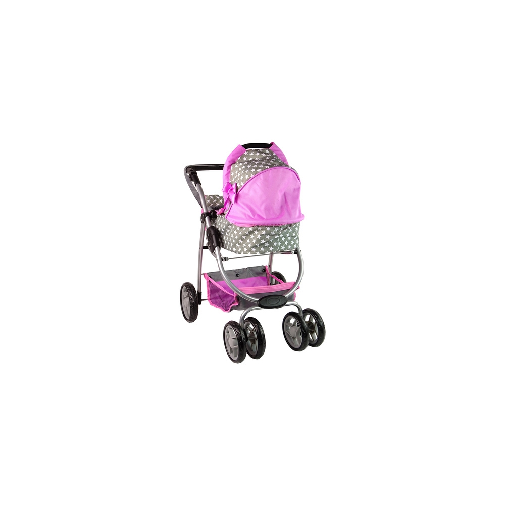 Baby Doll Stroller 2-in-1 Carrycot Bag Pink Stars