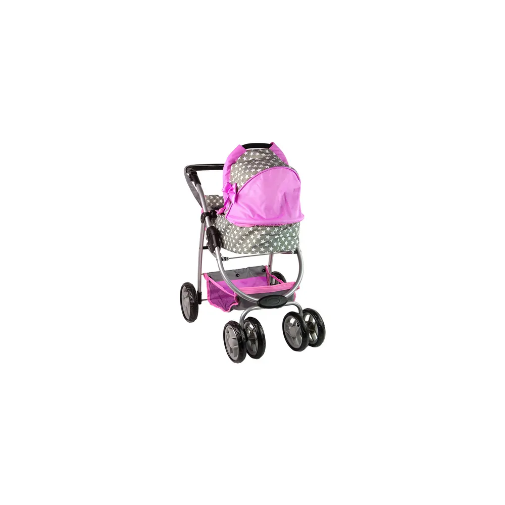 Kūdikių lėlių vežimėlis "2-in-1" krepšys su dėže Pink Stars