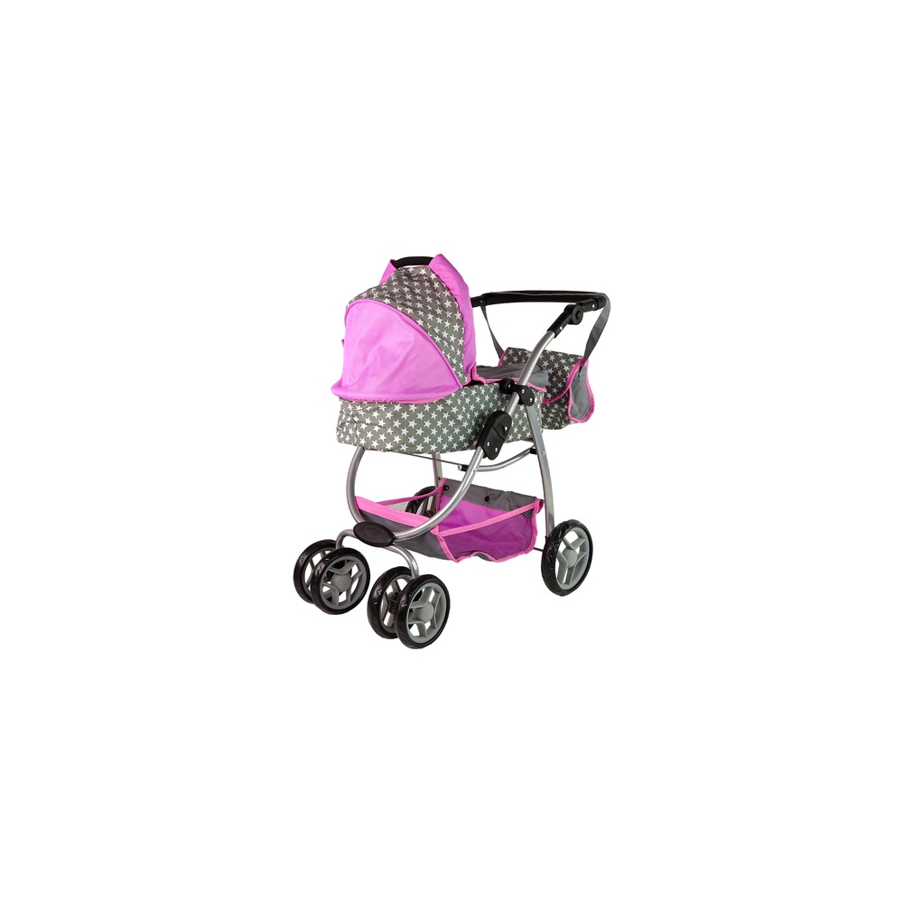 Baby Doll Stroller 2-in-1 Carrycot Bag Pink Stars
