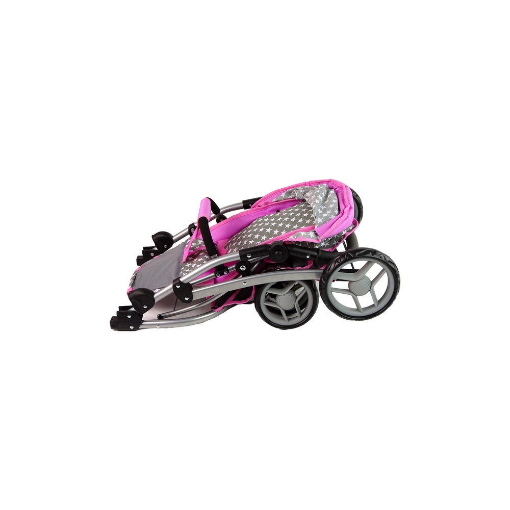 Baby Doll Stroller 2-in-1 Carrycot Bag Pink Stars