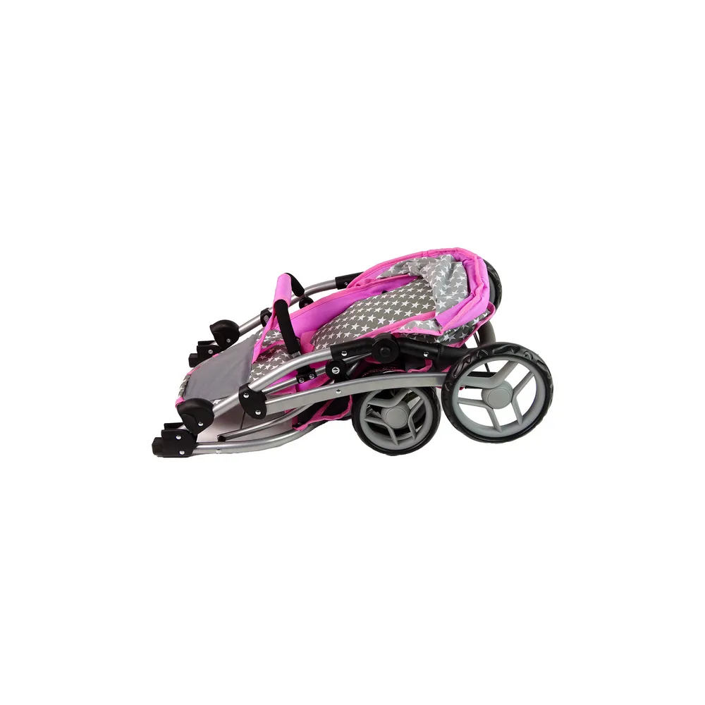 Baby Doll Stroller 2-in-1 Carrycot Bag Pink Stars