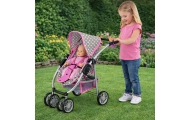 Baby Doll Stroller 2-in-1 Carrycot Bag Pink Stars