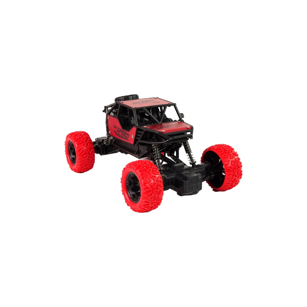 Nuotoliniu būdu valdomas R/C visureigis 1:18 raudonos spalvos.