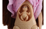 Nėščia mama Kūdikių lėlė Rožinė suknelė Priedai