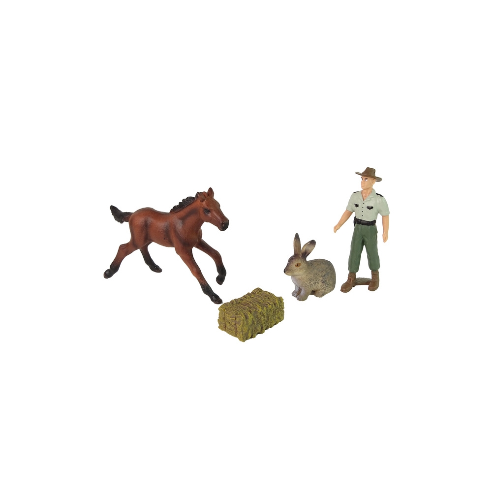 Set of Animal Figurines Horse Hare Farmer