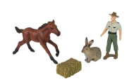 Set of Animal Figurines Horse Hare Farmer