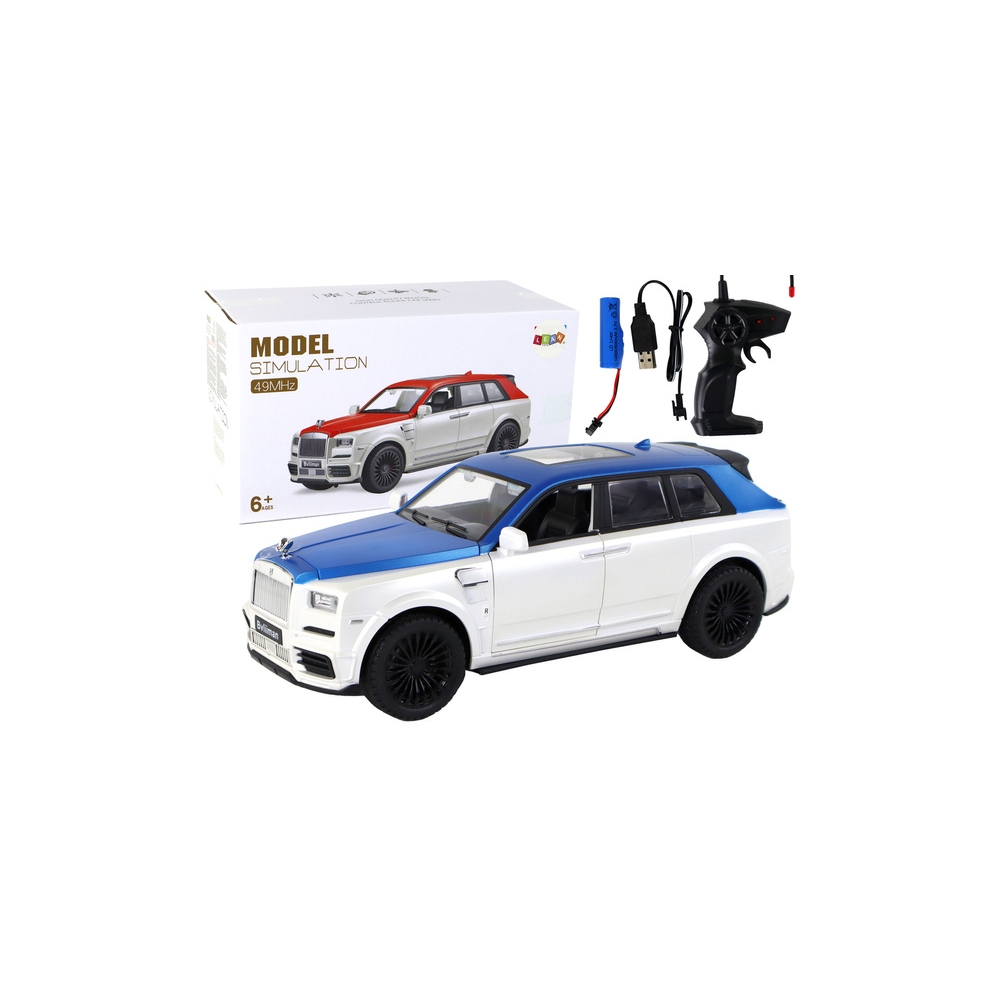 Nuotoliniu būdu valdomas R/C 1:20 automobilis, baltas/mėlynas