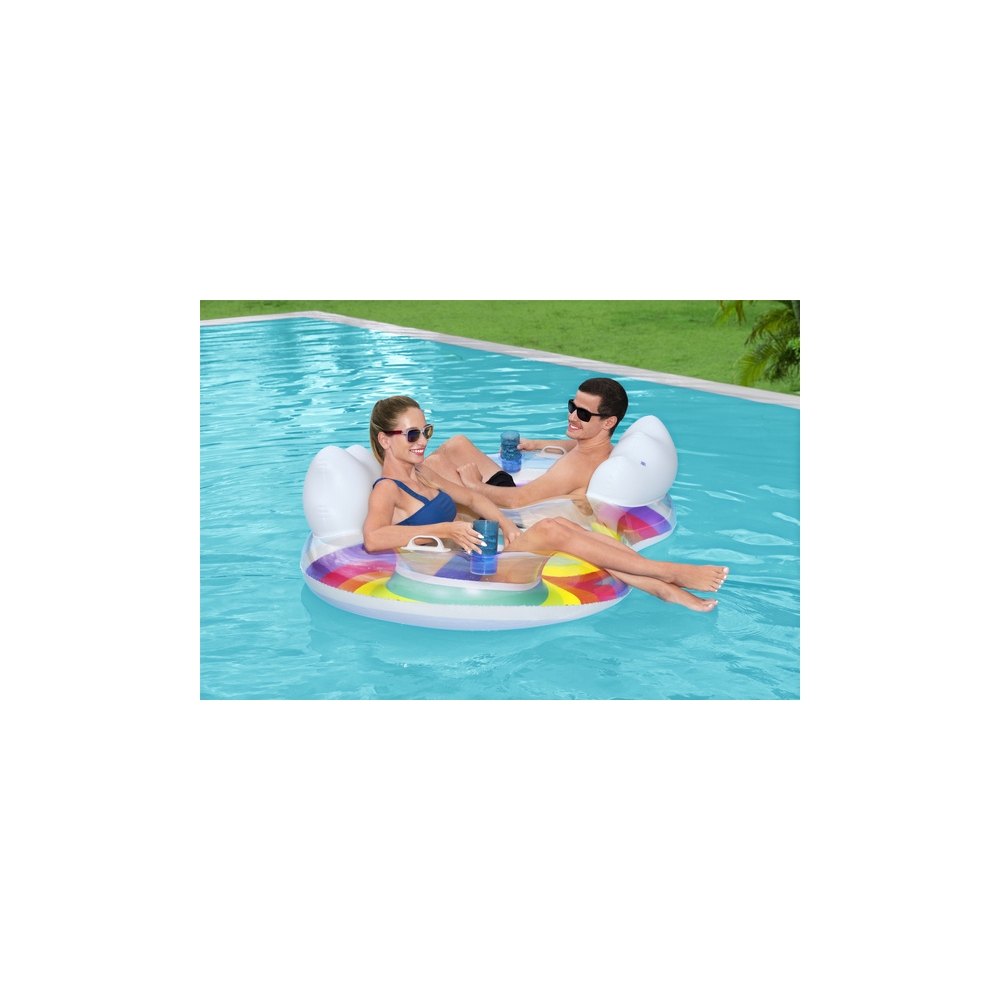 Double Inflatable Swimming Ring 186 x 116 cm Rainbow Bestway 43648