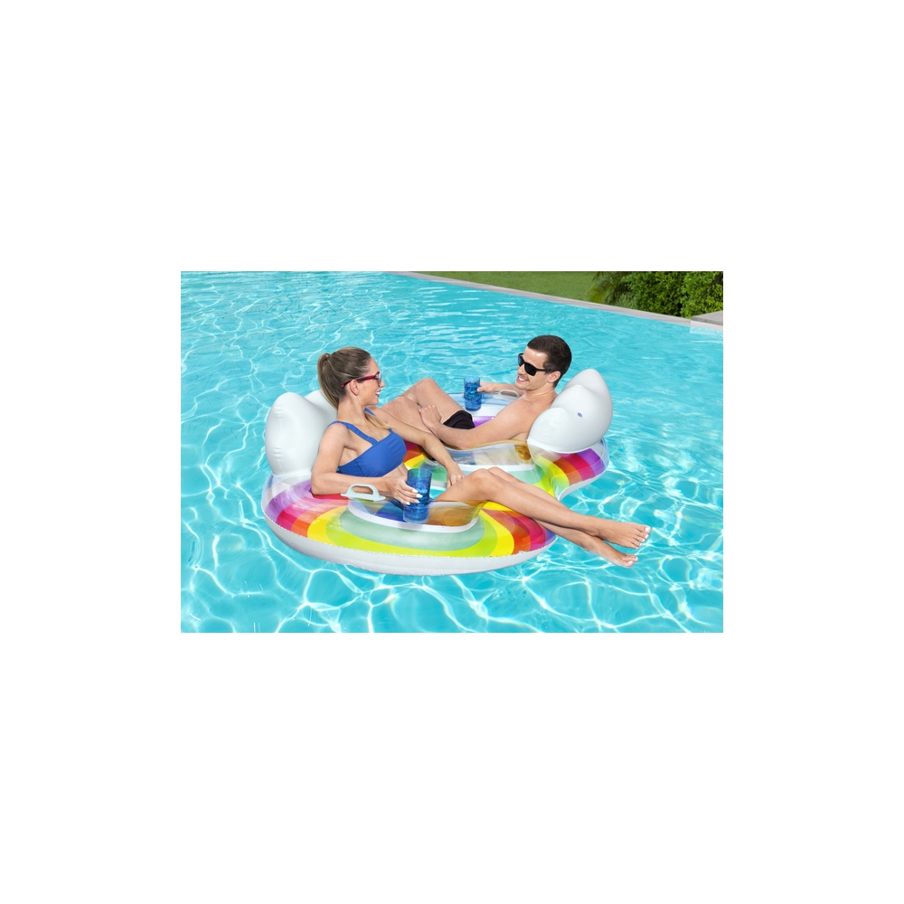 Double Inflatable Swimming Ring 186 x 116 cm Rainbow Bestway 43648