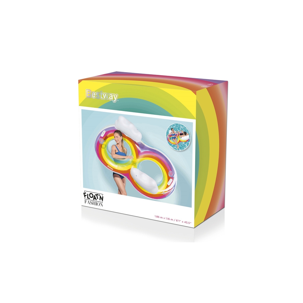 Pripučiamas plaukimo ratas Double 186 x 116 cm Rainbow Bestway 43648