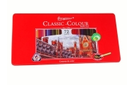 Set of 72 Art Crayons Metal Container