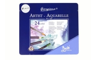 Set of 24 Watercolor Pencils Metal Container