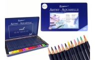 Set of 36 Watercolor Pencils Metal Container