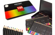 Set of 120 Art Crayons Metal Container