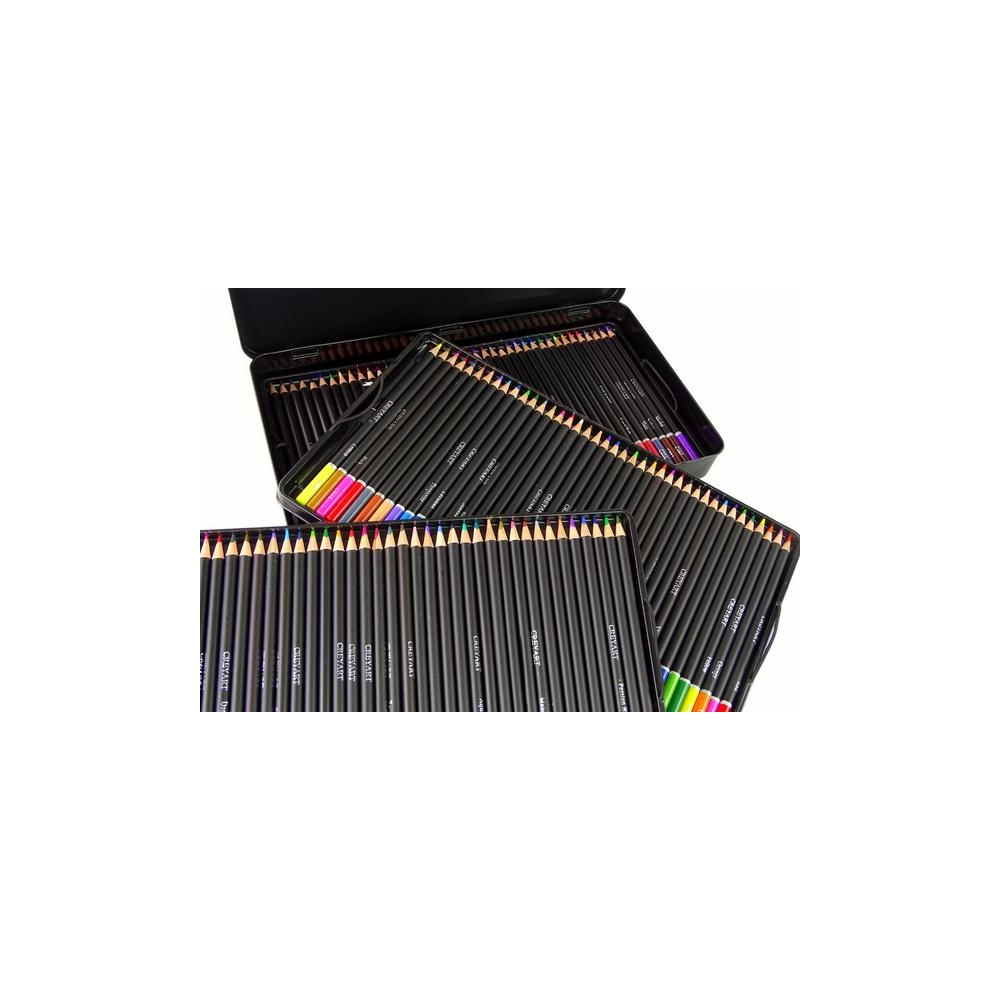 Set of 120 Art Crayons Metal Container