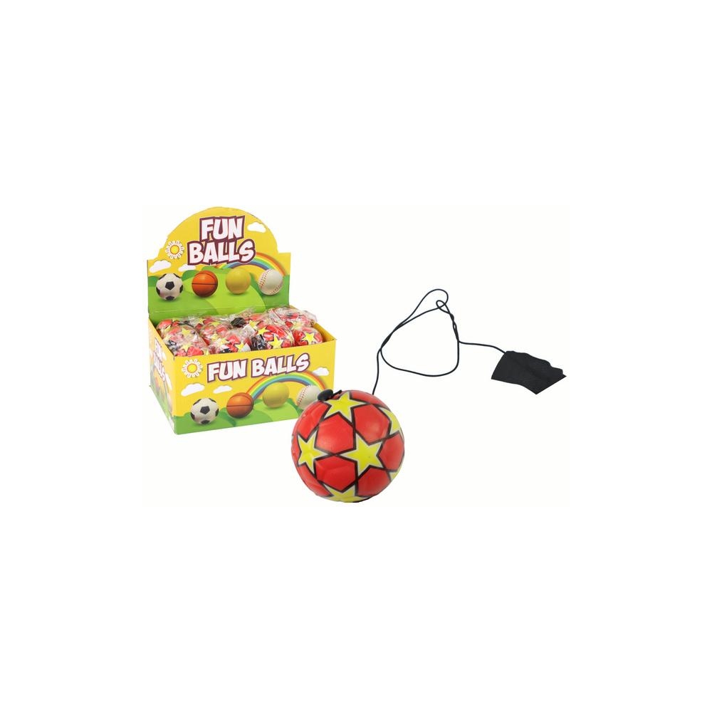 PU futbolo kamuolys su "Jojo" elastine juosta, skirtas šokinėti, 6 cm, raudonos žvaigždės