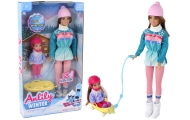 Anlily Dolls Mom With Daughter Sledding Sleigh Set