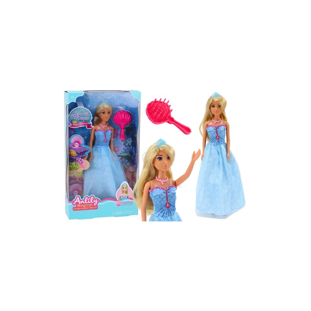 Anlily Mermaid Princess Blue Dress Brush Doll