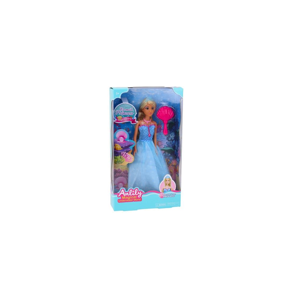 Anlily Mermaid Princess Blue Dress Brush Doll