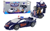 Robotas policijos automobilis 2in1 transformacija, mėlynas