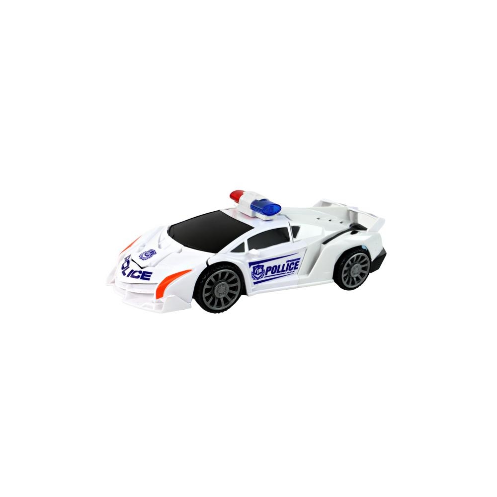 Robotas policijos automobilis 2in1 transformacija, baltas