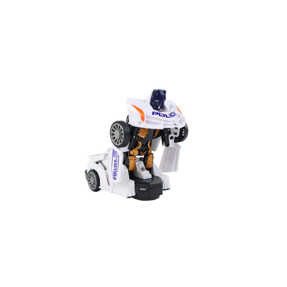 Robotas policijos automobilis 2in1 transformacija, baltas