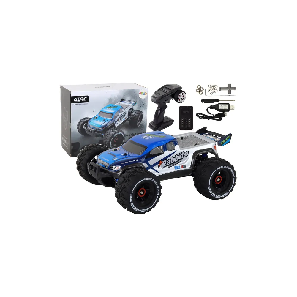 Nuotoliniu būdu valdomas RC automobilis Rabbits 4 ratų pavara 2.4G, mėlynas