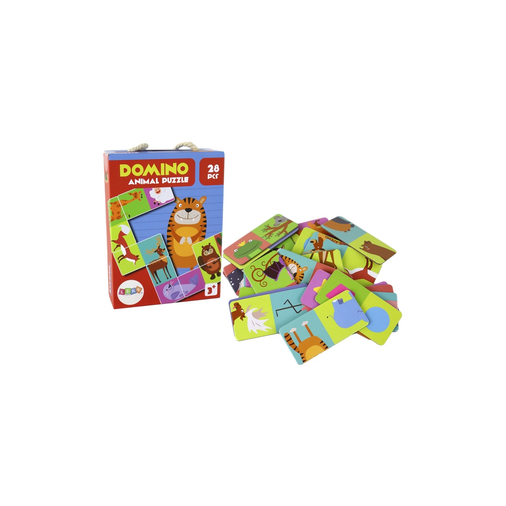 Dėlionės žaidimas Dvipusis domino gyvūnai Dėlionė 10 cm x 5 cm 28 dalys.
