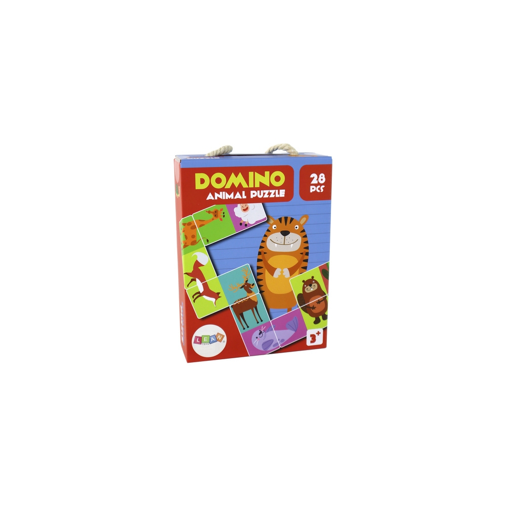 Dėlionės žaidimas Dvipusis domino gyvūnai Dėlionė 10 cm x 5 cm 28 dalys.