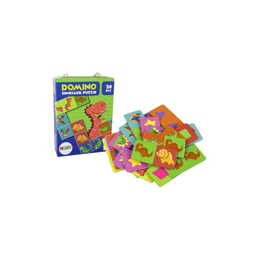 Loginis žaidimas Dvipusė dėlionė Domino dinozaurai 10 cm x 5 cm 28 dalys.