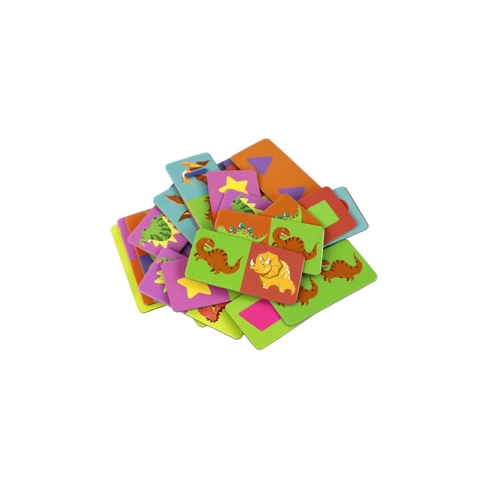 Loginis žaidimas Dvipusė dėlionė Domino dinozaurai 10 cm x 5 cm 28 dalys.