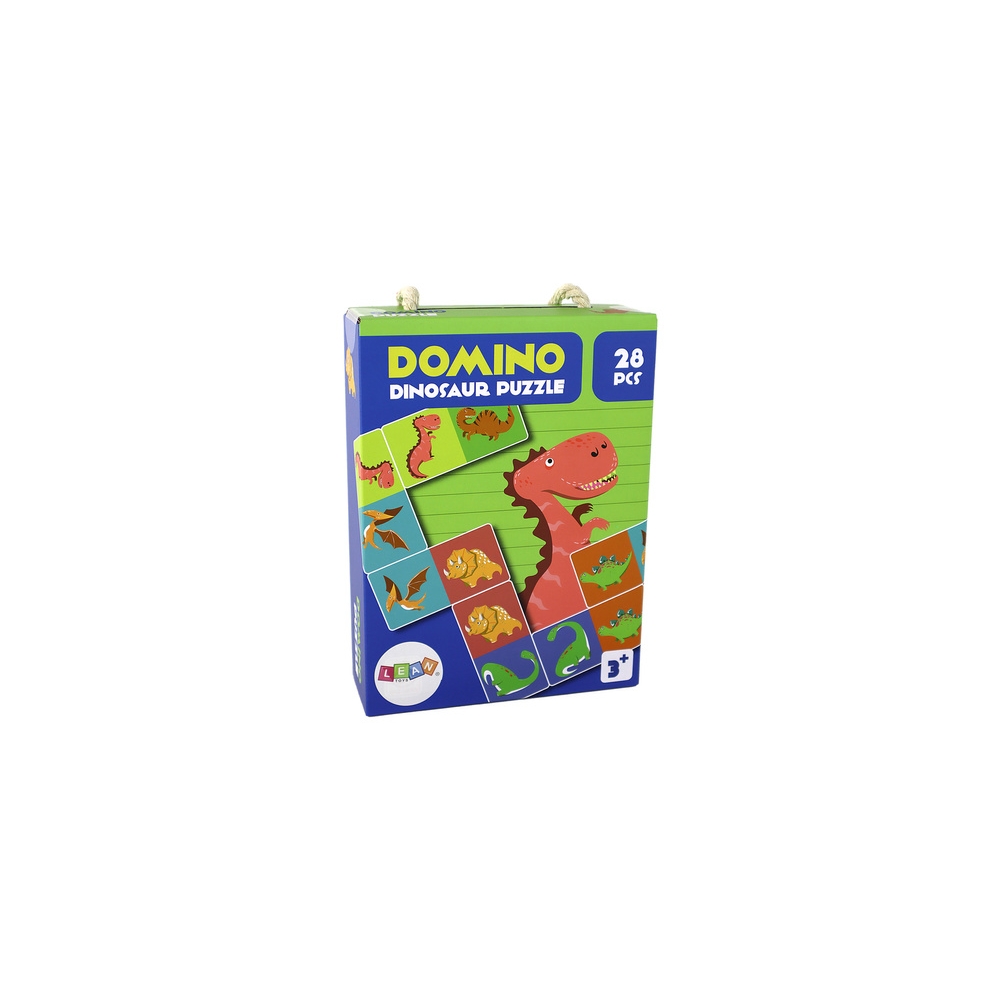 Loginis žaidimas Dvipusė dėlionė Domino dinozaurai 10 cm x 5 cm 28 dalys.
