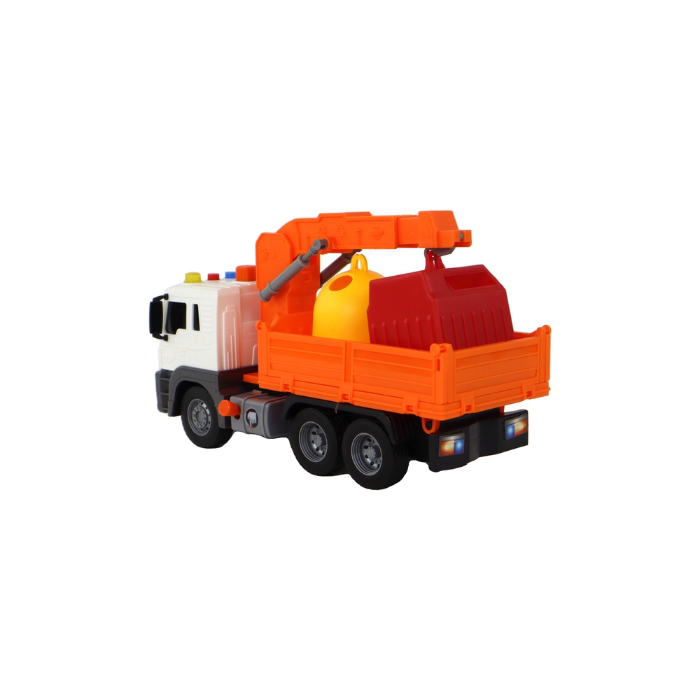 Šiukšliavežė su kranu Frikcinė pavara Garsas Oranžinis 1:16-Žaislai, Auto ir transporto žaislai, Mašinos-e-vaikas