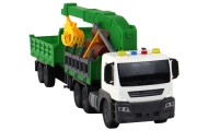 Truck With Crane Friction Drive Sounds Green Wood 1:16