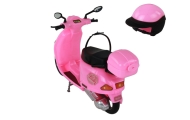 Set of a doll on a pink scooter with movable elements