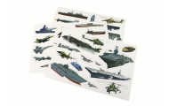 A set of educational magnetic puzzles with a military ship motif