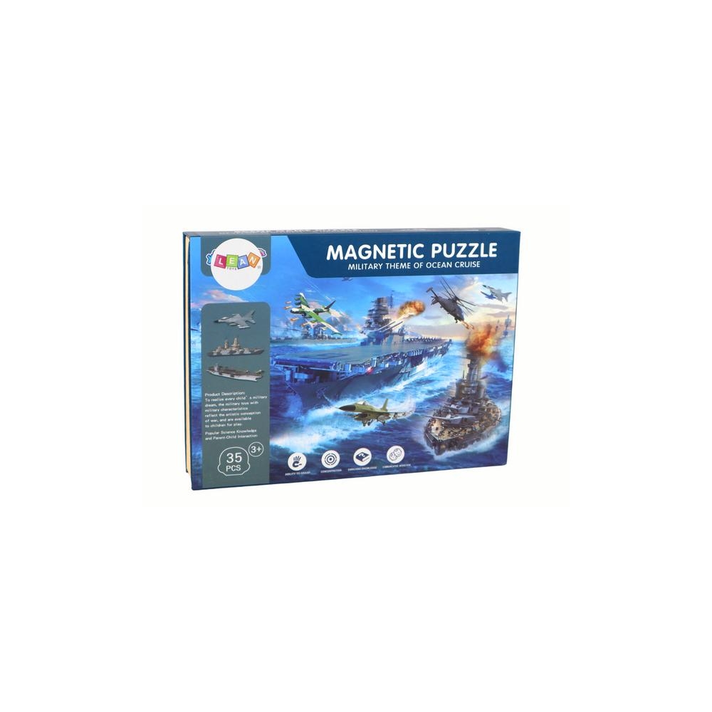 Mokomųjų magnetinių dėlionių rinkinys su karinio laivo motyvais