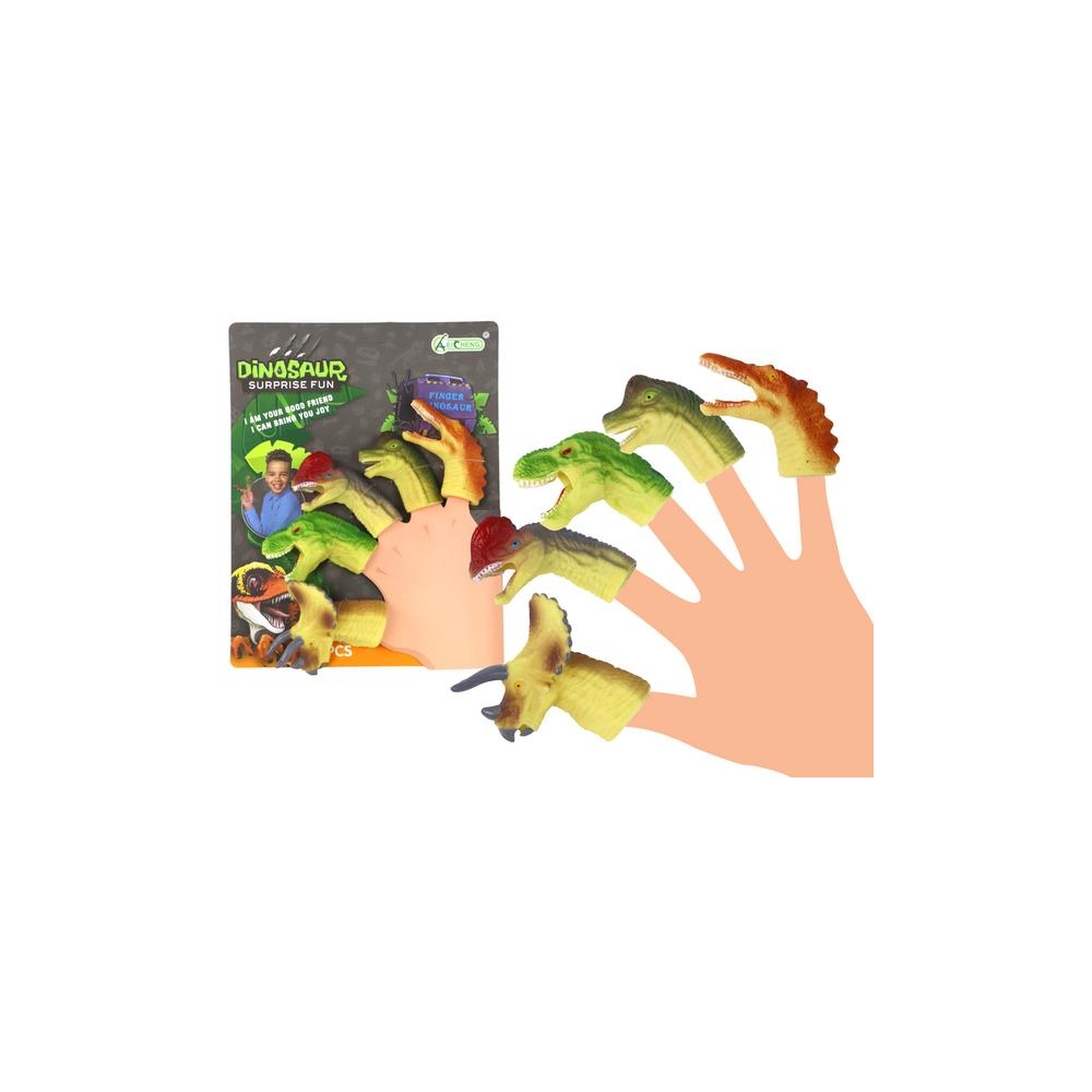 Guminės sensorinės pirštų lėlės Dinozaurai