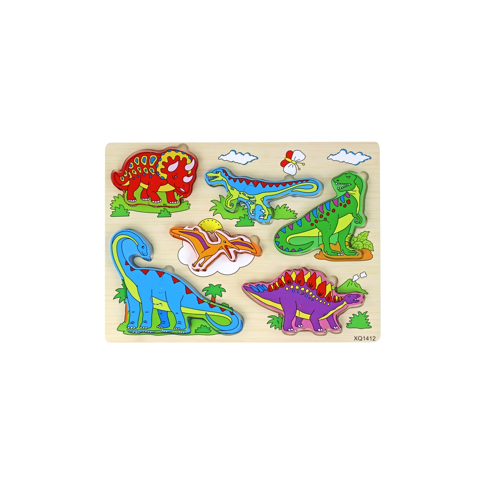 3D medinė dėlionė vaikams Dinozaurai dėlionė 11 dalių.