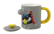 Pilkasis dinozaurų puodelis su infuzoriumi 400 ml-Maitinimui, Indai, įrankiai, gertuvės, Puodeliai, gertuvės-e-vaikas