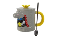 Pilkasis dinozaurų puodelis su infuzoriumi 400 ml-Maitinimui, Indai, įrankiai, gertuvės, Puodeliai, gertuvės-e-vaikas