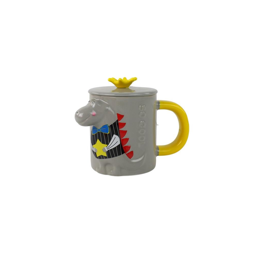 Pilkasis dinozaurų puodelis su infuzoriumi 400 ml-Maitinimui, Indai, įrankiai, gertuvės, Puodeliai, gertuvės-e-vaikas