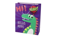 Purple Dinosaur Paper Gift Bag 41.5cm x 30cm x 12cm