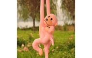Plush Monkey with Baby Mascot, pink, 70 cm