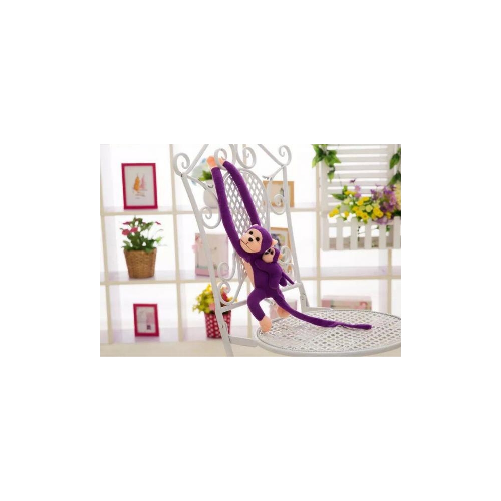 Pliušinė beždžionė su kūdikiu, violetinė 70 cm