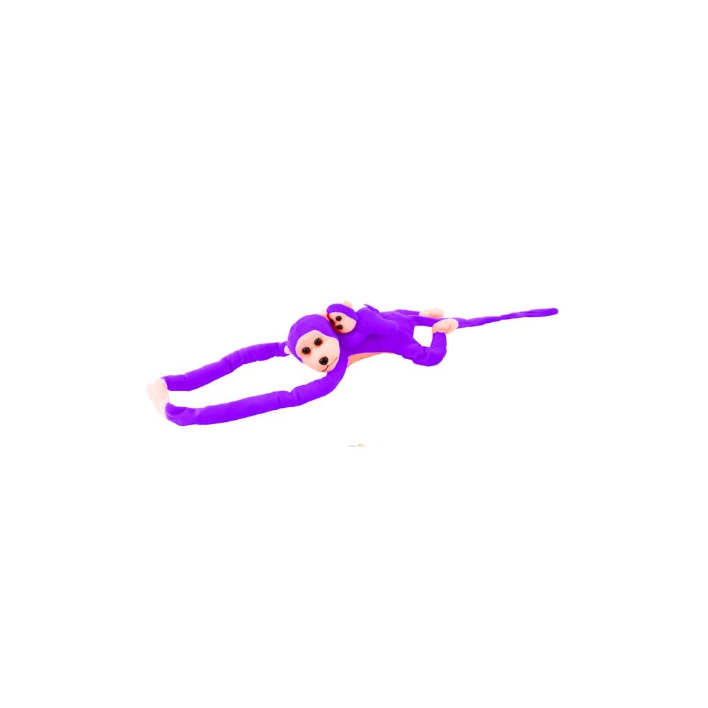 Pliušinė beždžionė su kūdikiu, violetinė 70 cm