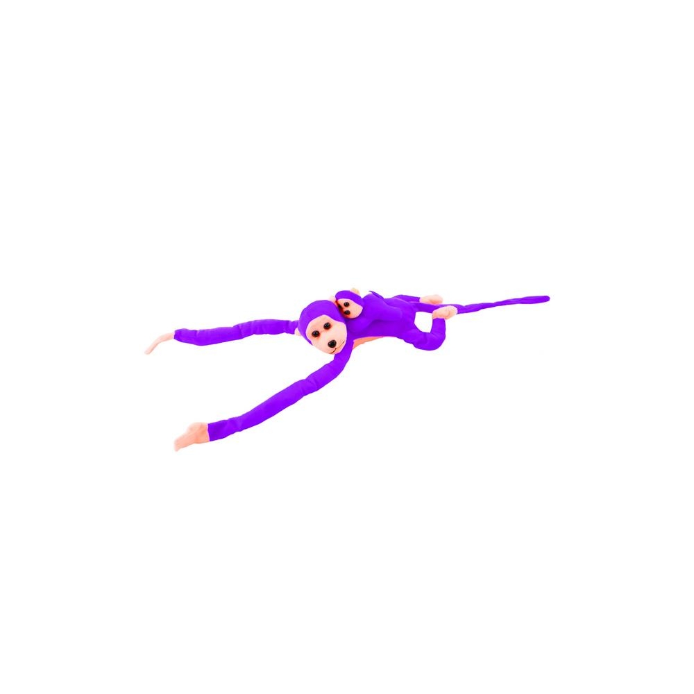 Pliušinė beždžionė su kūdikiu, violetinė 70 cm