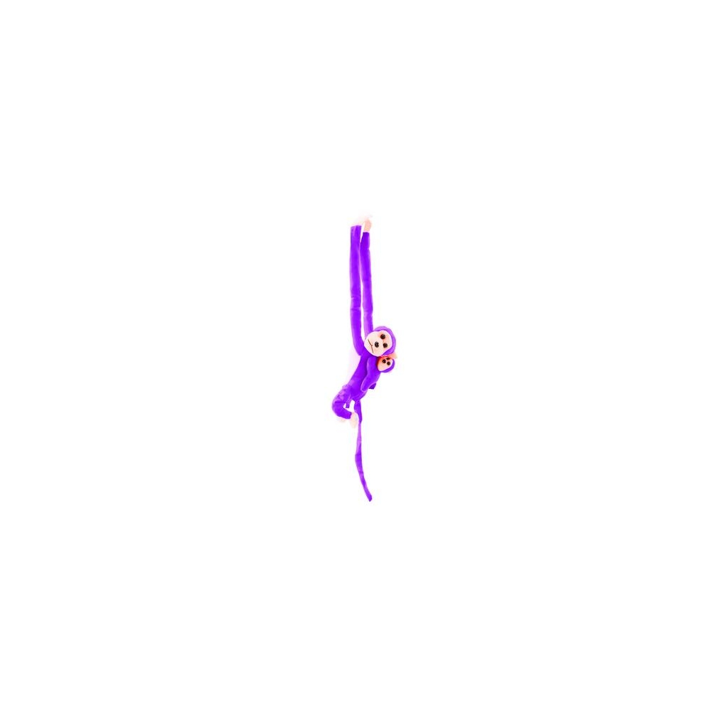 Pliušinė beždžionė su kūdikiu, violetinė 70 cm