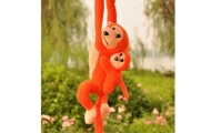 Plush Monkey with Baby Mascot, Orange with Sound 70 cm