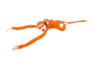 Pliušinė beždžionė su kūdikiu talismanu, oranžinė su garsu 70 cm